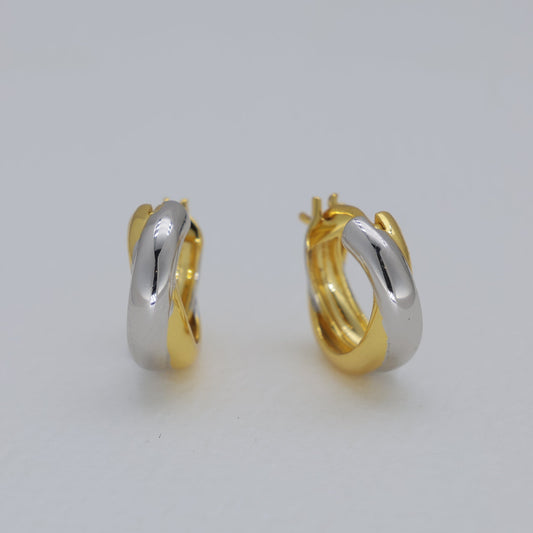 Valerie Sculpted Twist Hoop Earrings Two Tone by MOA - view 1