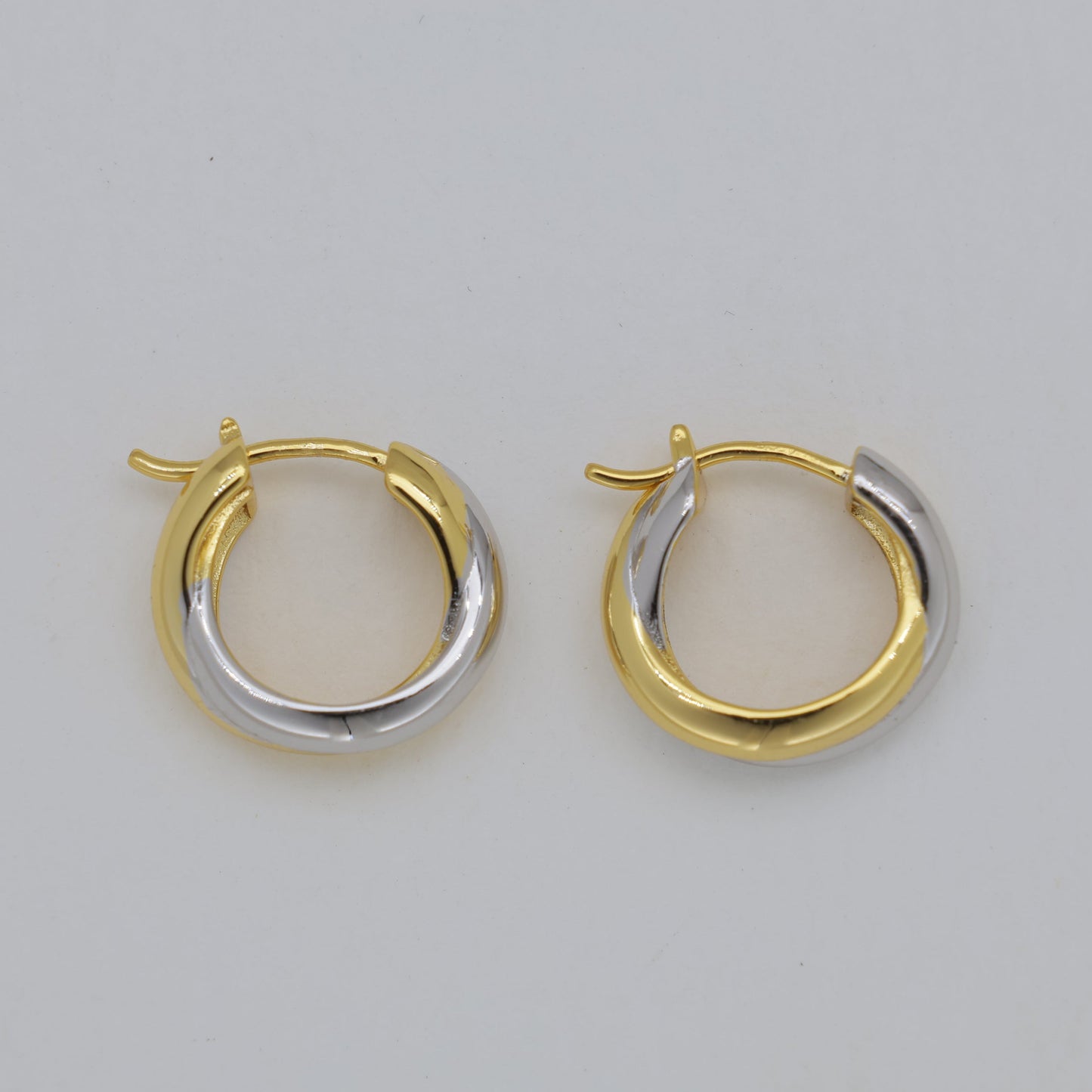 Valerie Sculpted Twist Hoop Earrings Two Tone by MOA - view 2