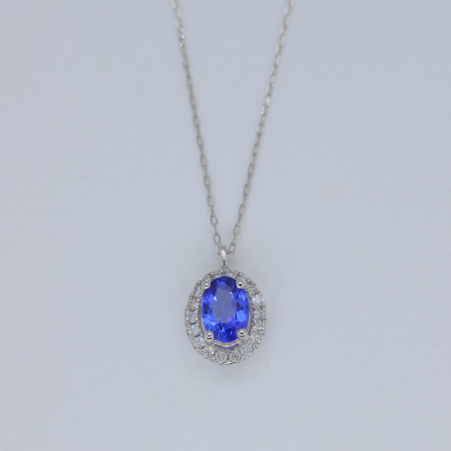 Valery Sapphire Pendant DIA Necklace in Platinum P900 by MOA - view 1