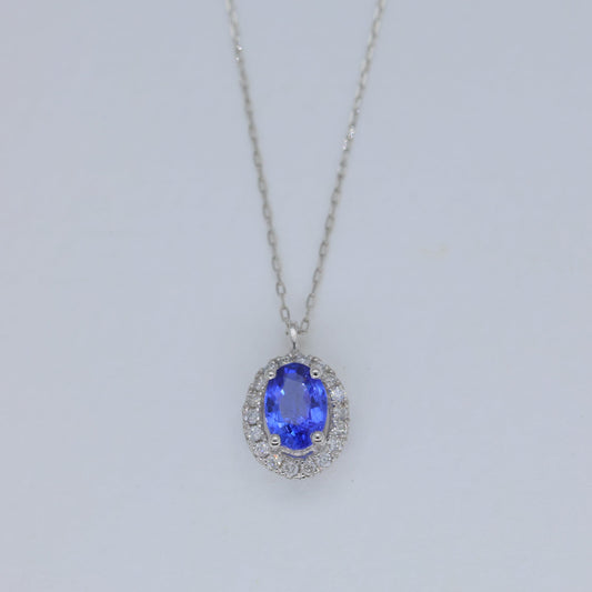 Valery Sapphire Pendant DIA Necklace in Platinum P900 by MOA - view 1