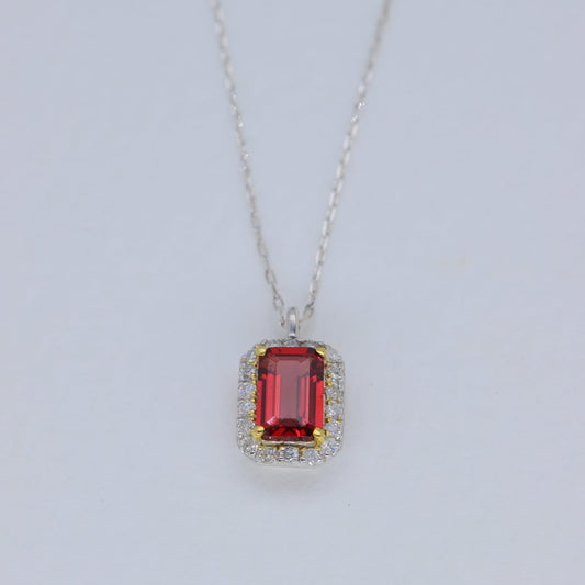Valmont Garnet Pendant DIA Necklace in Platinum P900 by MOA - view 1