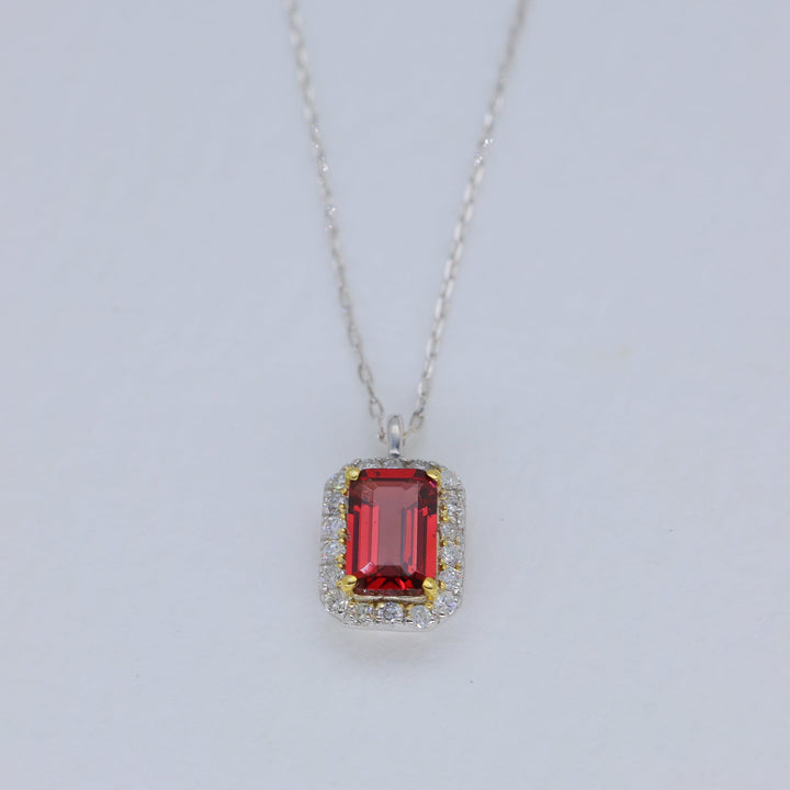 Valmont Garnet Pendant DIA Necklace in Platinum P900 by MOA - view 1