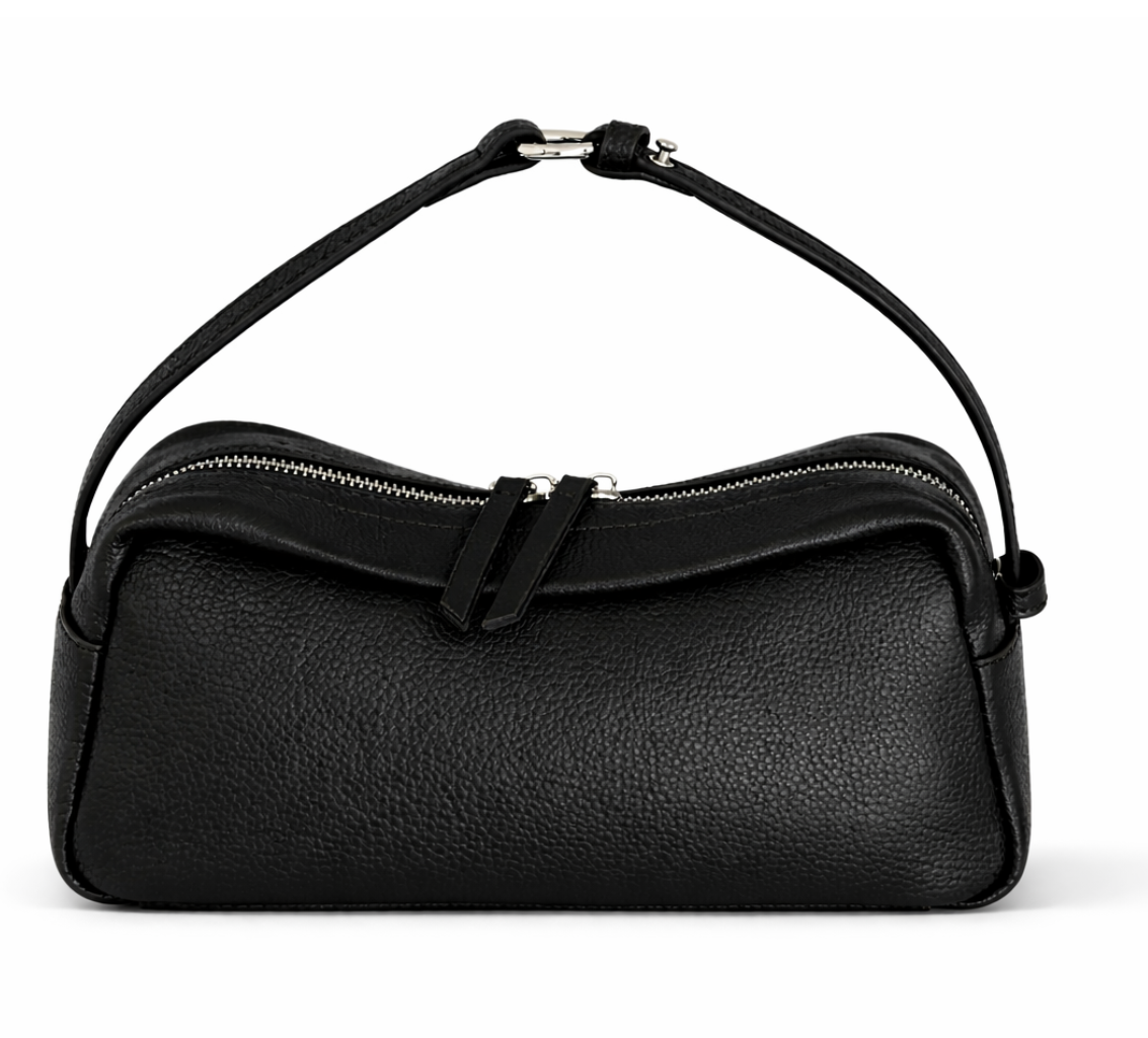 Virelle Leather Slim Shoulder Bag in Black