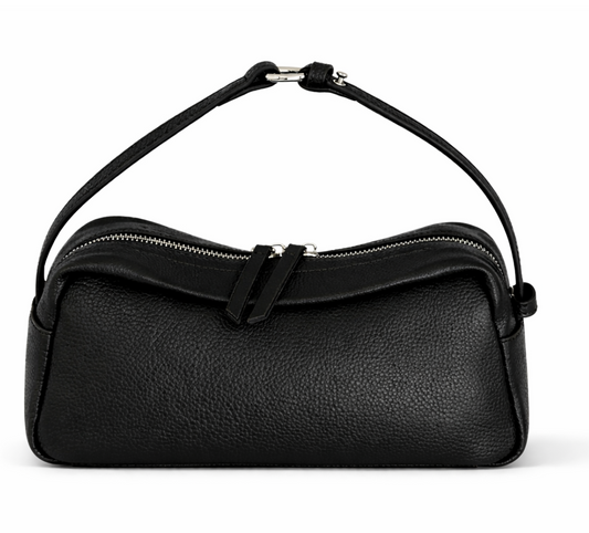 Virelle Leather Slim Shoulder Bag in Black
