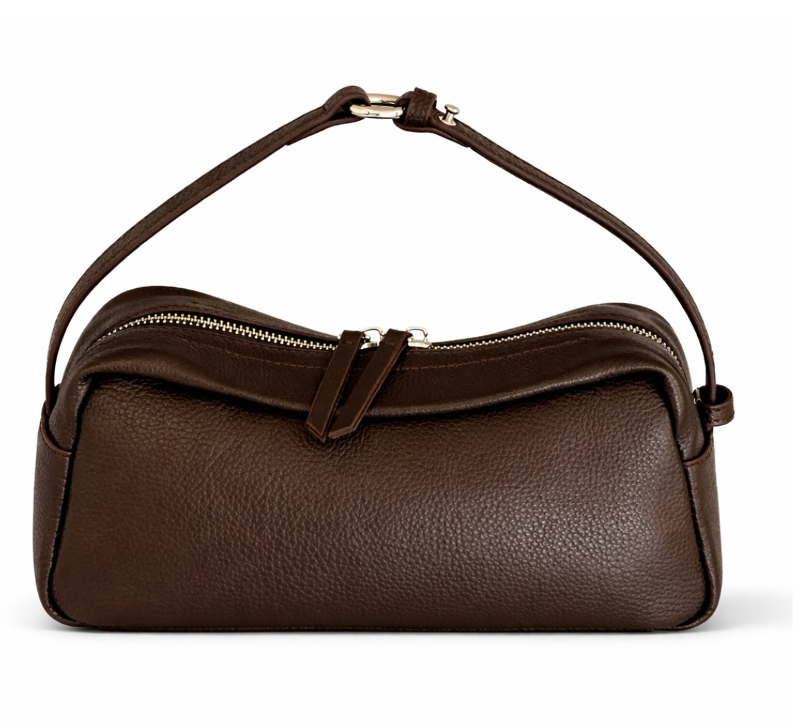 Virelle Leather Slim Shoulder Bag in Ebony