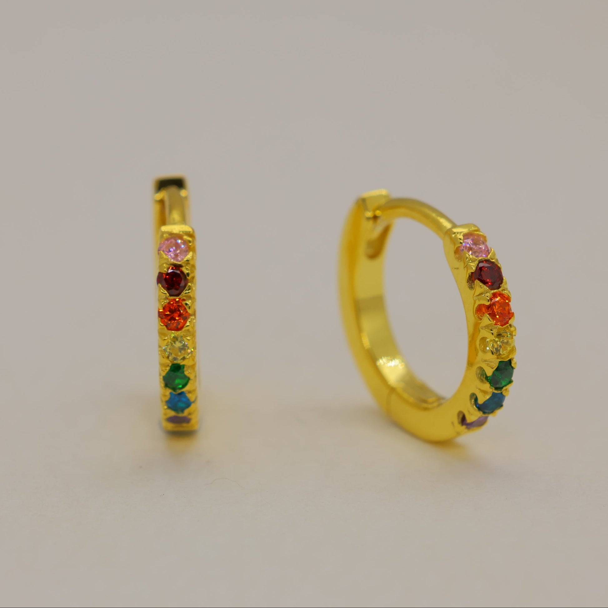 Virelle Rainbow Huggie Earrings 18K Gold by MOA - view 1