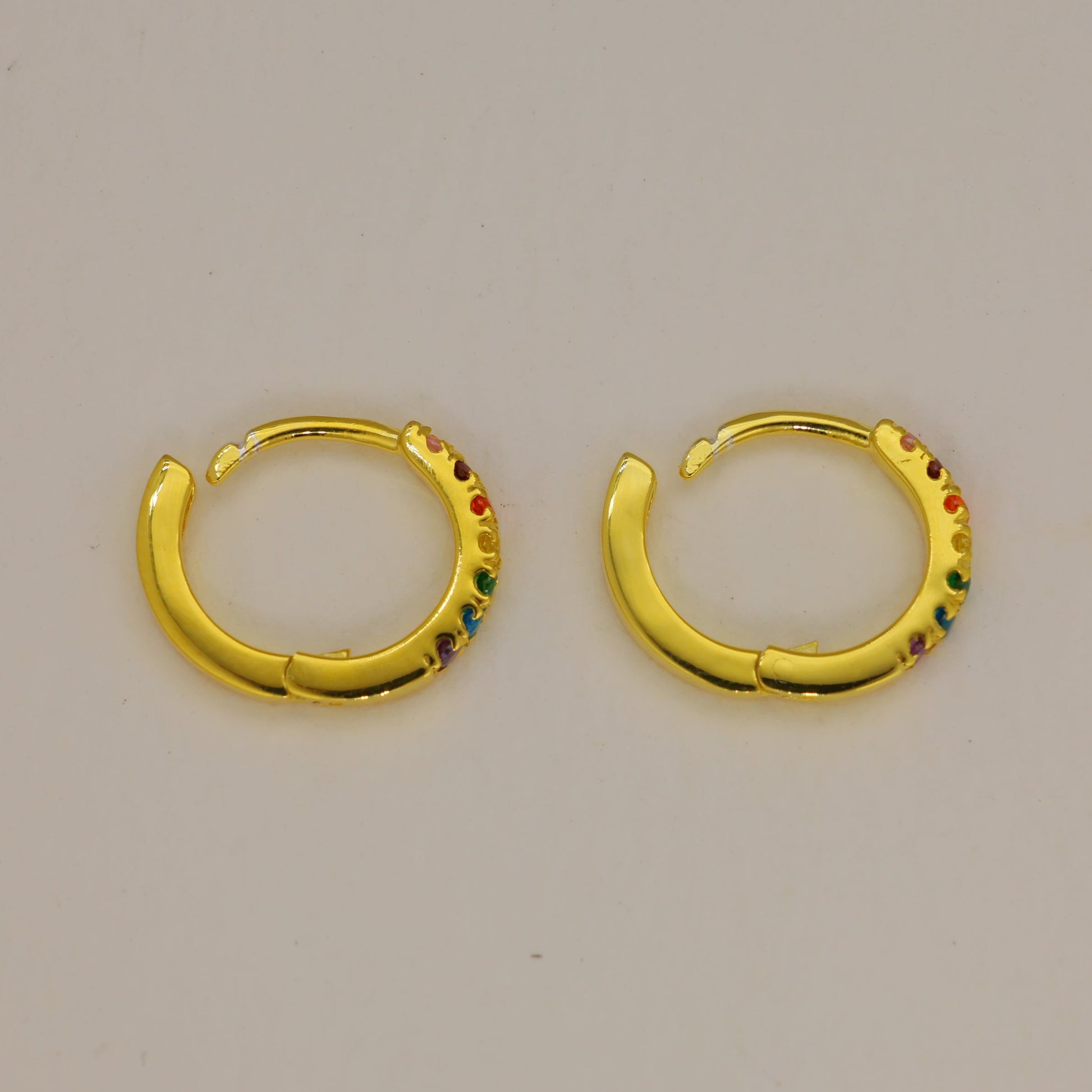 Virelle Rainbow Huggie Earrings 18K Gold by MOA - view 2