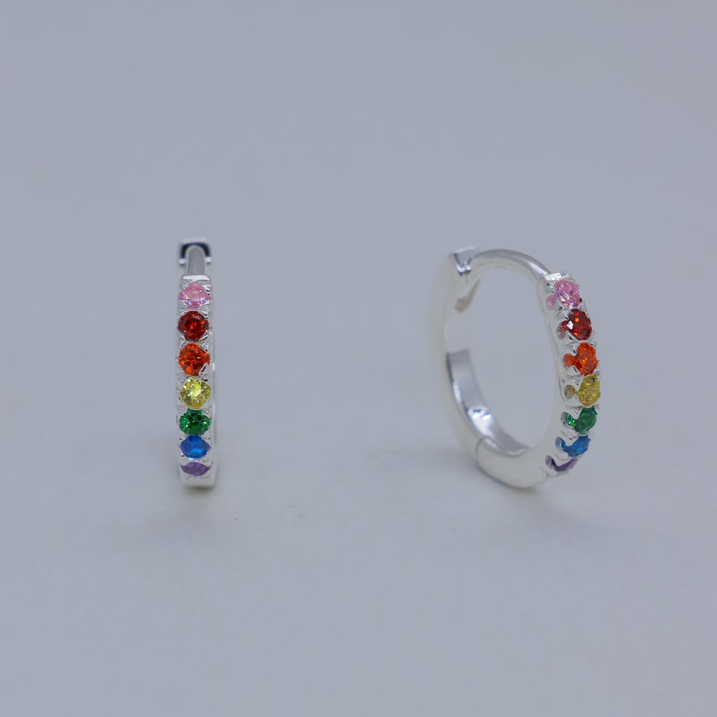 Virelle Rainbow Huggie Earrings 925 Sterling Silver by MOA - view 1