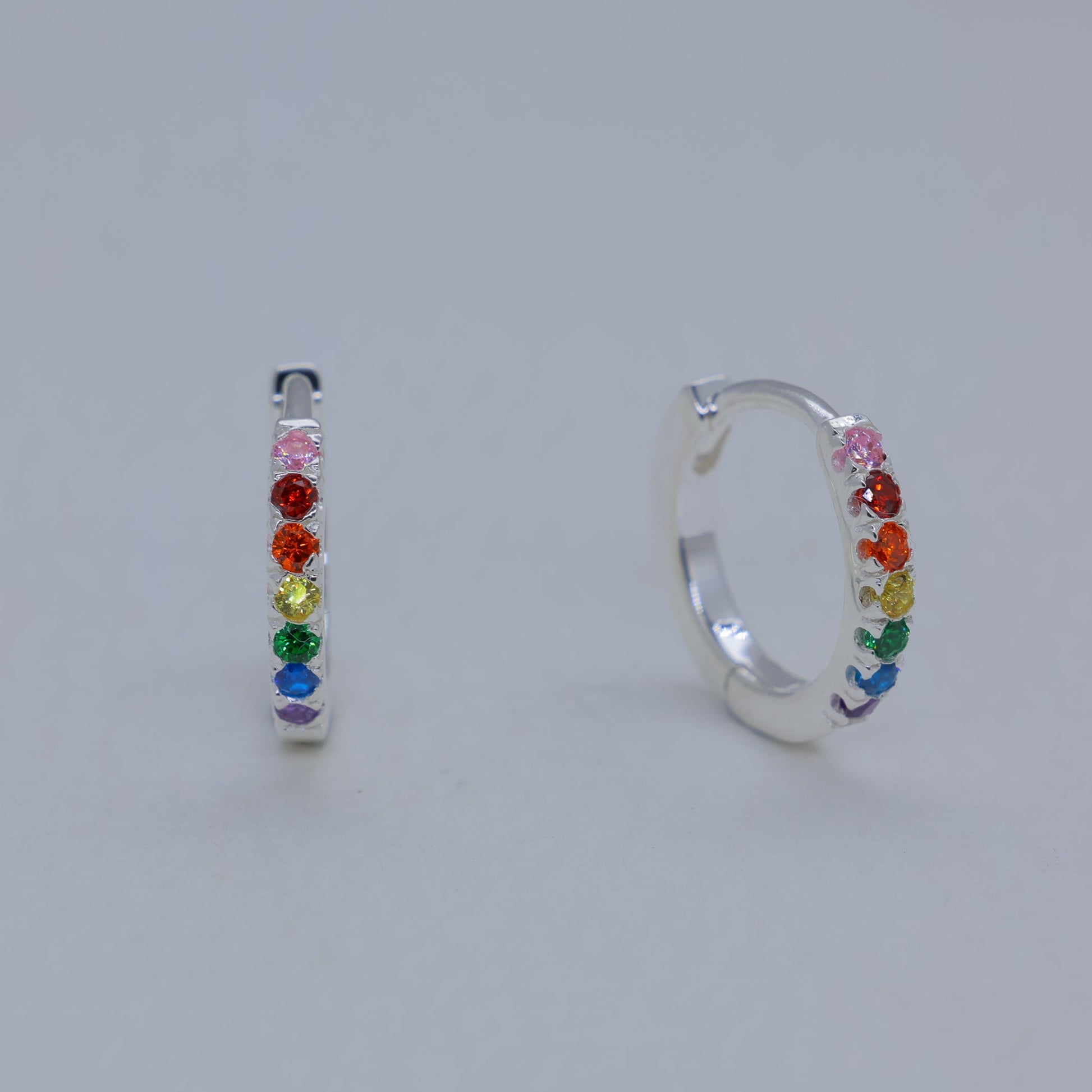 Virelle Rainbow Huggie Earrings 925 Sterling Silver by MOA - view 1