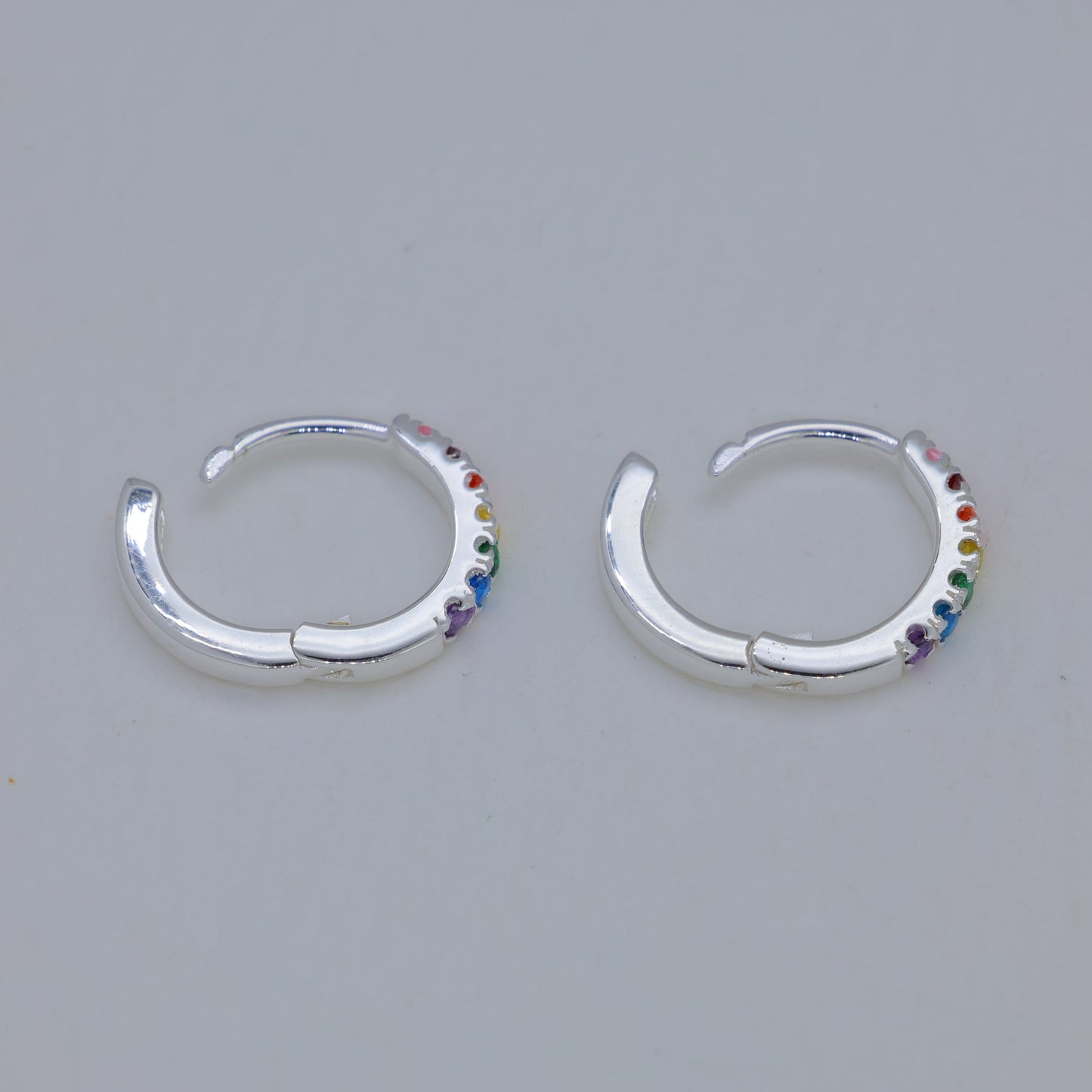 Virelle Rainbow Huggie Earrings 925 Sterling Silver by MOA - view 2