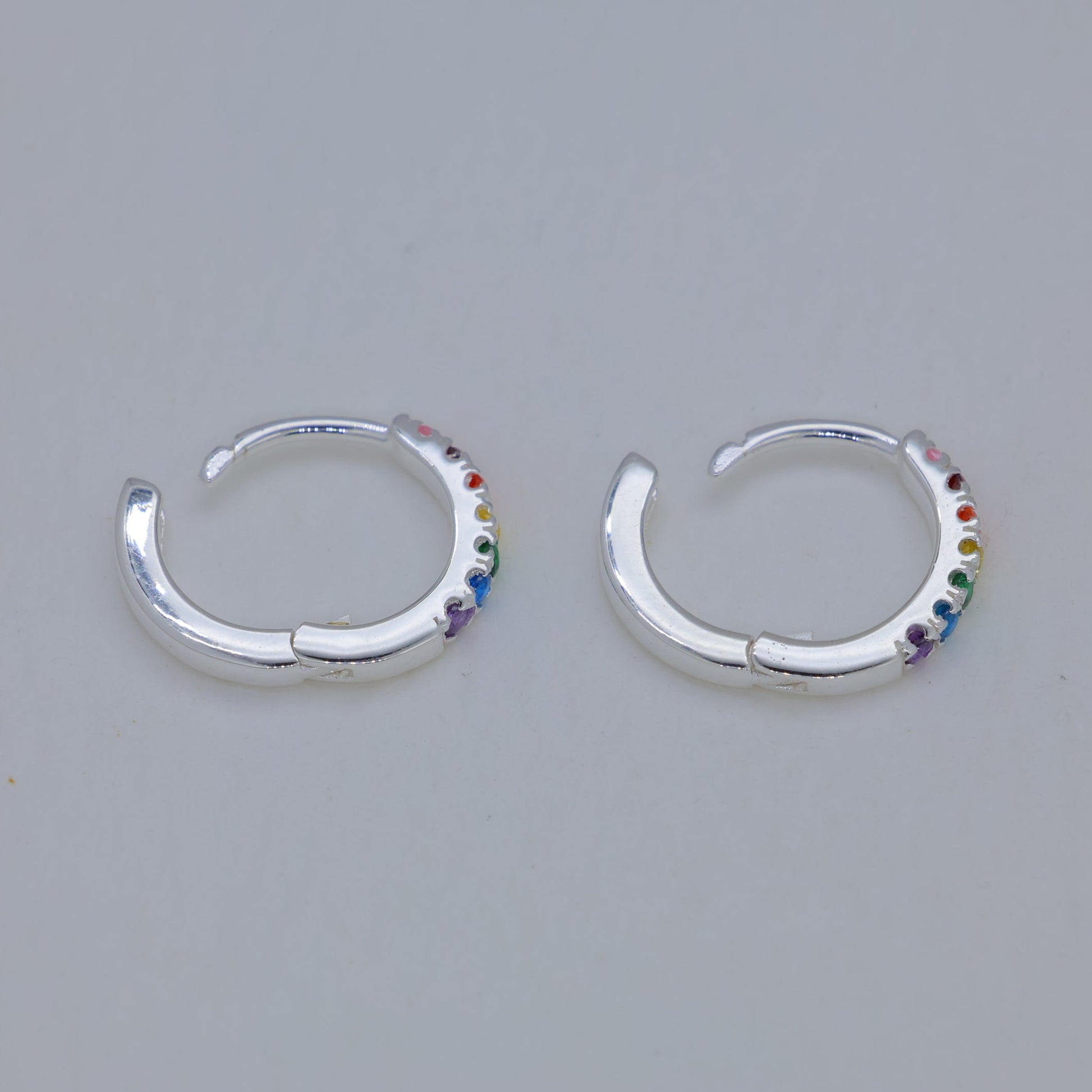 Virelle Rainbow Huggie Earrings 925 Sterling Silver by MOA - view 2