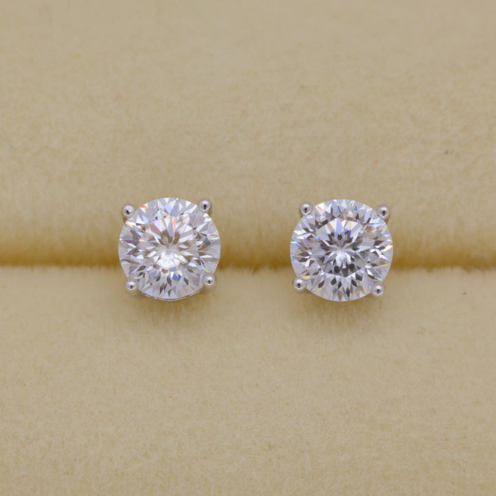 Virelle Solitaire Stud Earrings in 925 Sterling Silver by MOA - view 1