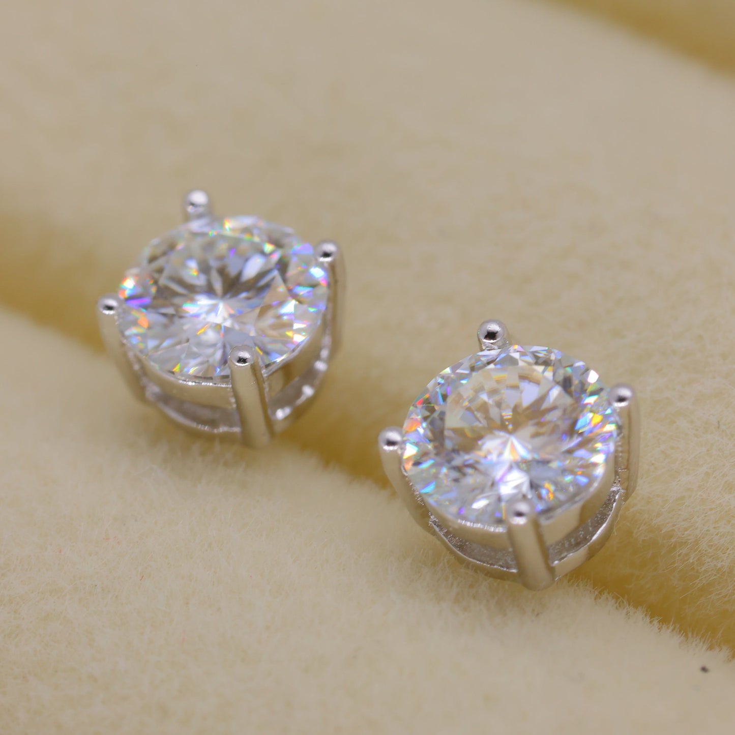 Virelle Solitaire Stud Earrings in 925 Sterling Silver by MOA - view 2