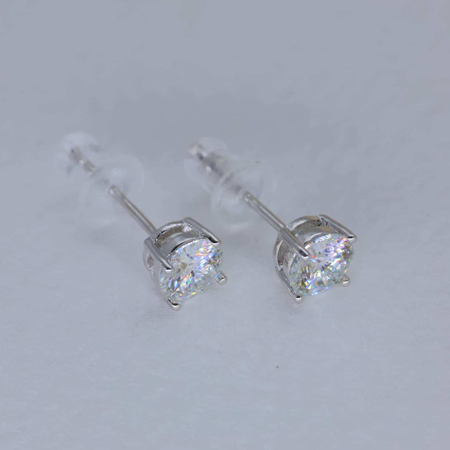 Virelle Solitaire Stud Earrings in 925 Sterling Silver by MOA - view 3