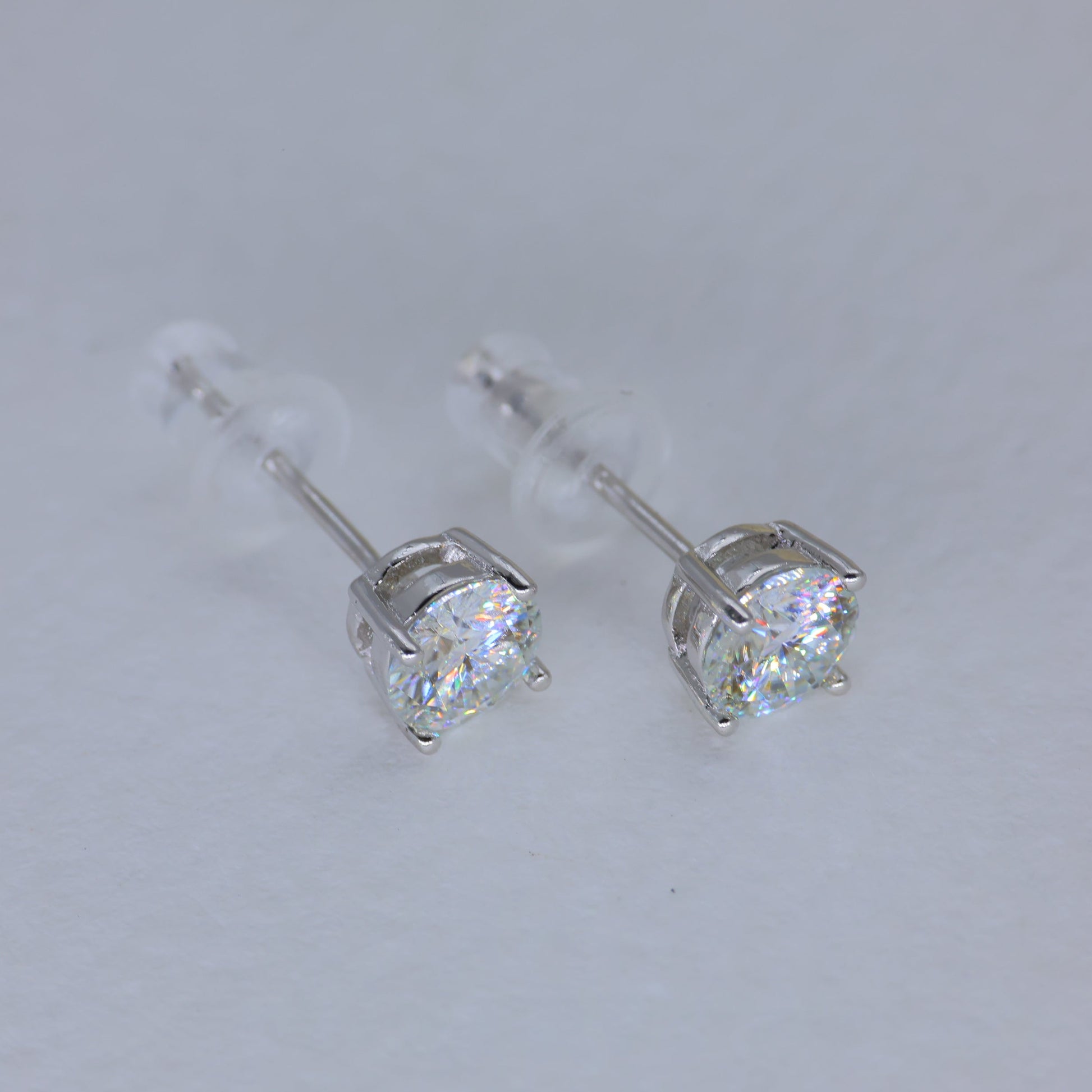 Virelle Solitaire Stud Earrings in 925 Sterling Silver by MOA - view 3