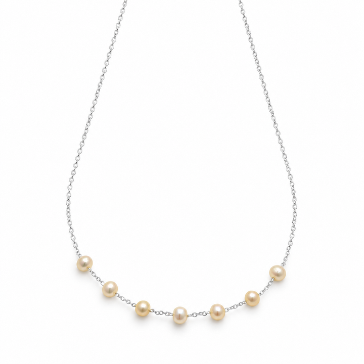 Vivienne Necklace in 925 Sterling Silver with Pearls - front view